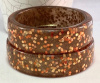 LG170 coppery brown glitter & iridescent confetti lucite bangles
